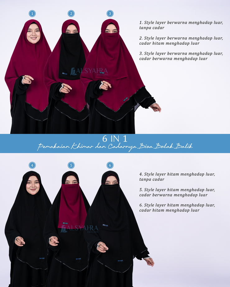 Set Khimar Maleeka Bisban Queen BolBal 2 Material Alsyahra Exclusive XXL