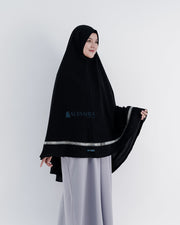 Alsyahra Exclusive Set Khimar Pita India Non Pet Niqab Bandana Jetblack XL
