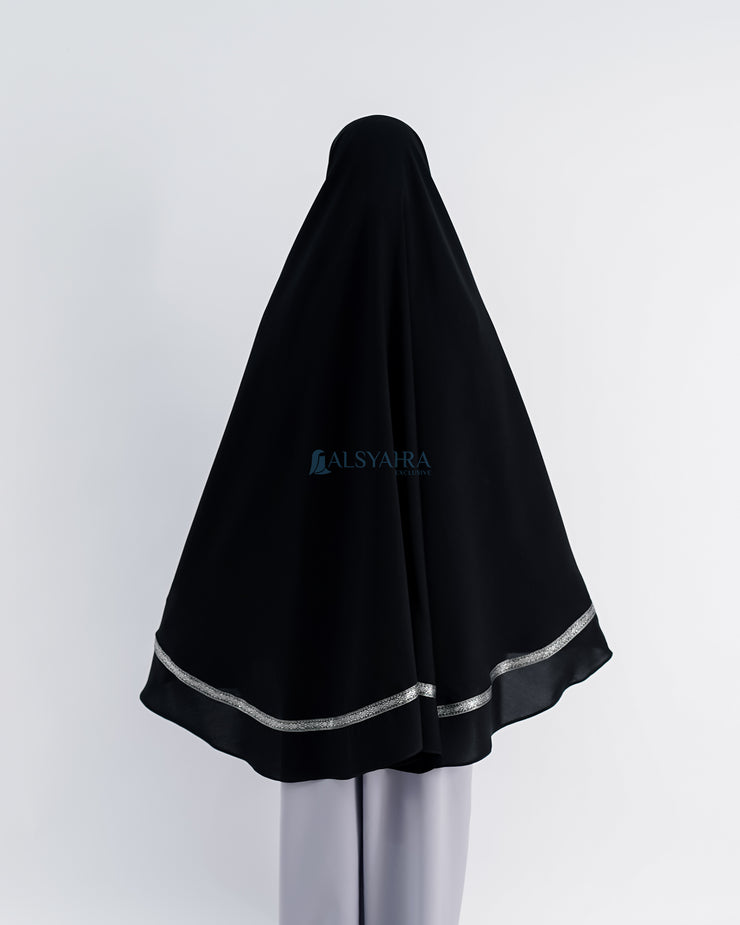 Alsyahra Exclusive Set Khimar Pita India Non Pet Niqab Bandana Jetblack XL