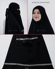 Alsyahra Exclusive Set Khimar Pita India Non Pet Niqab Bandana Jetblack XL