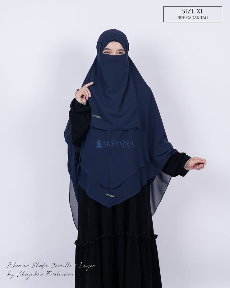 Alsyahra Exclusive Set Khimar Cadar Tali Shofa Sifon Premium 2 Layer XL