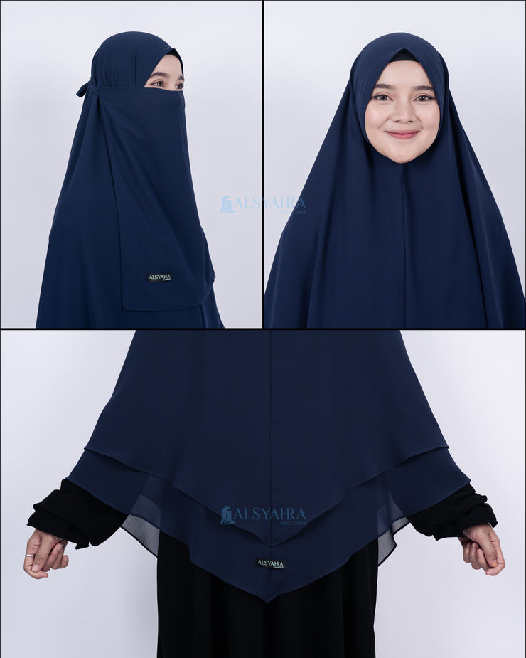 Alsyahra Exclusive Set Khimar Cadar Tali Shofa Sifon Premium 2 Layer XL