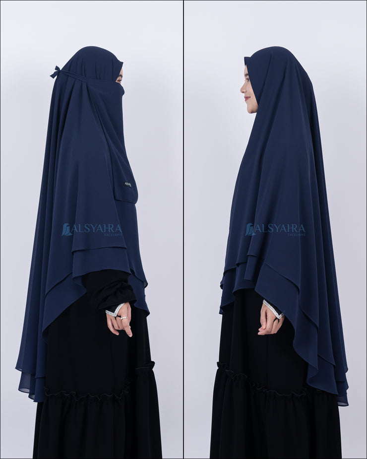Alsyahra Exclusive Set Khimar Cadar Tali Shofa Sifon Premium 2 Layer XL
