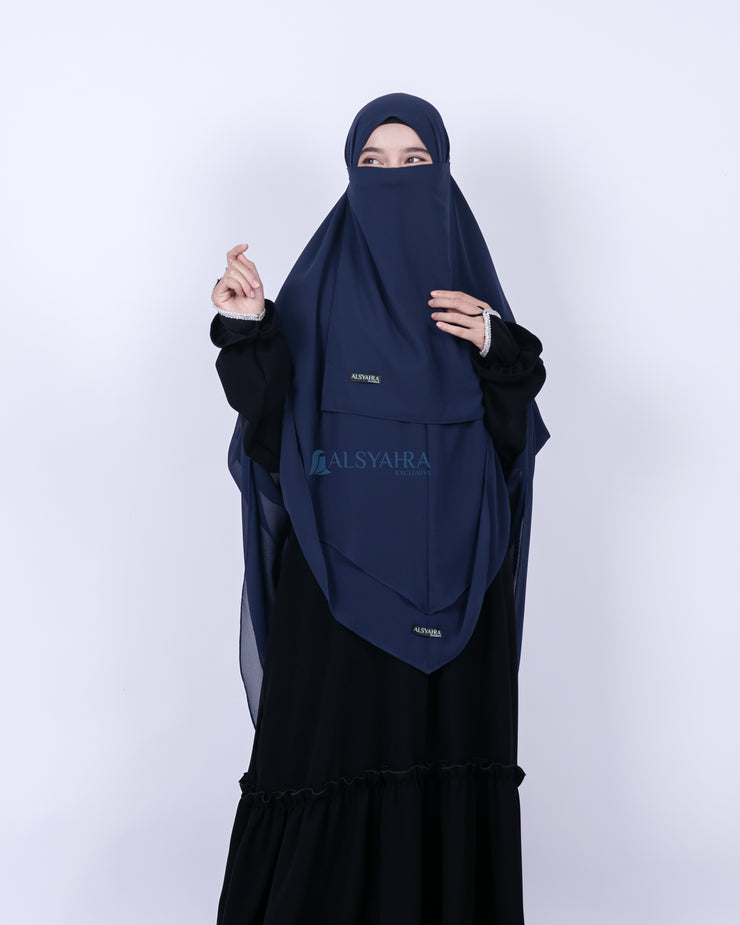 Alsyahra Exclusive Set Khimar Cadar Tali Shofa Sifon Premium 2 Layer XL