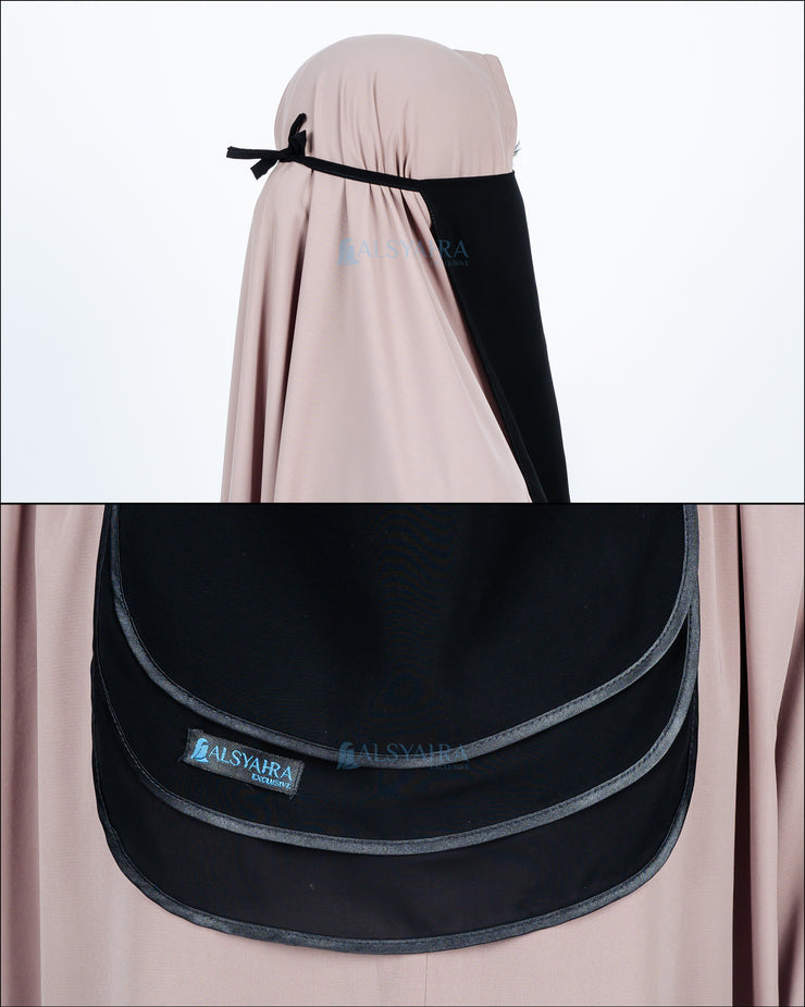 Cadar Tali Ikhfa 3 layer Sifon Silk Jetblack Alsyahra Exclusive