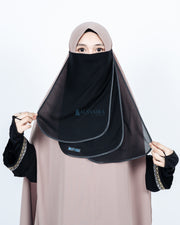 Cadar Tali Ikhfa 3 layer Sifon Silk Jetblack Alsyahra Exclusive