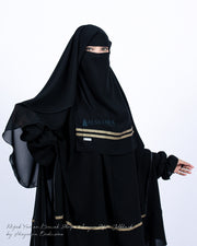 Niqab Yaman Kiswah Stripe 2 Layer Sifon Jetblack Alsyahra Exclusive