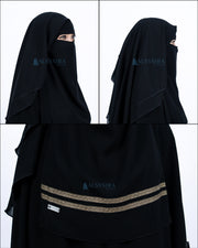 Niqab Yaman Kiswah Stripe 2 Layer Sifon Jetblack Alsyahra Exclusive