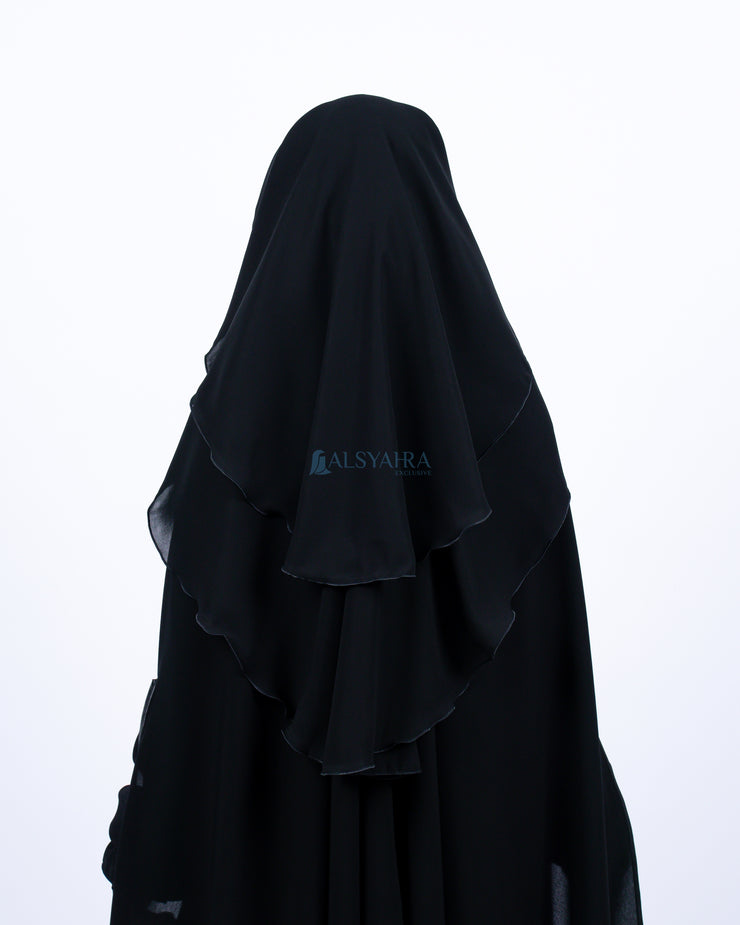 Niqab Yaman Kiswah Stripe 2 Layer Sifon Jetblack Alsyahra Exclusive