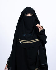 Niqab Yaman Kiswah Stripe 2 Layer Sifon Jetblack Alsyahra Exclusive