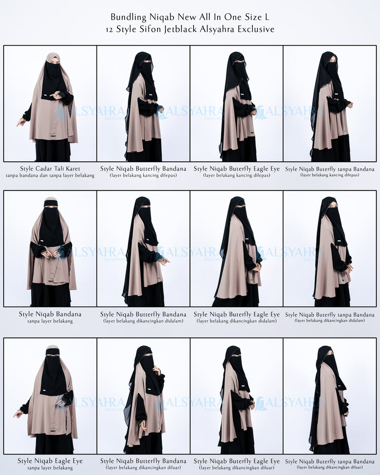 Bundling Niqab New All In One Size L 12 Style Chiffon Silk Jetblack Alsyahra Exclusive