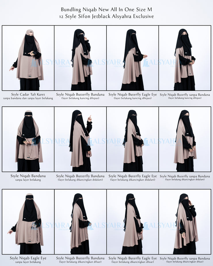 Bundling Niqab New All In One Size M 12 Style Chiffon Silk Jetblack Alsyahra Exclusive