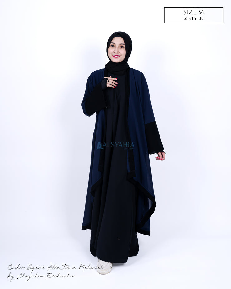 Long Outer Syari Cardigan Alia 2 Material Size M by Alsyahra Exclusive