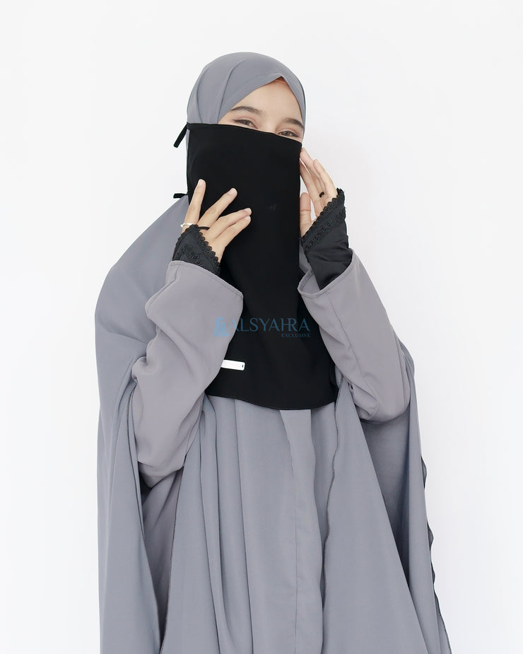 Mask Cadar Tali Himayah Sifon Jetblack Alsyahra Exclusive
