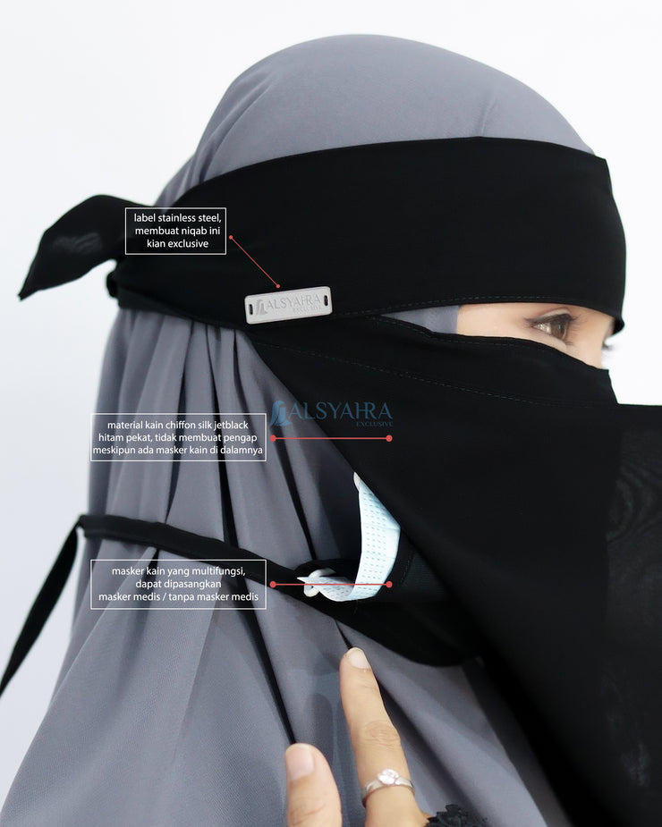 Mask Niqab Bandana Himayah Sifon Jetblack Alsyahra Exclusive