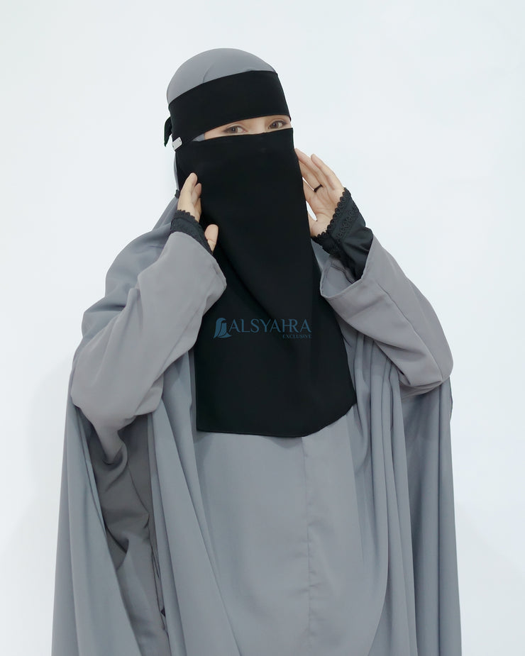 Mask Niqab Bandana Himayah Sifon Jetblack Alsyahra Exclusive
