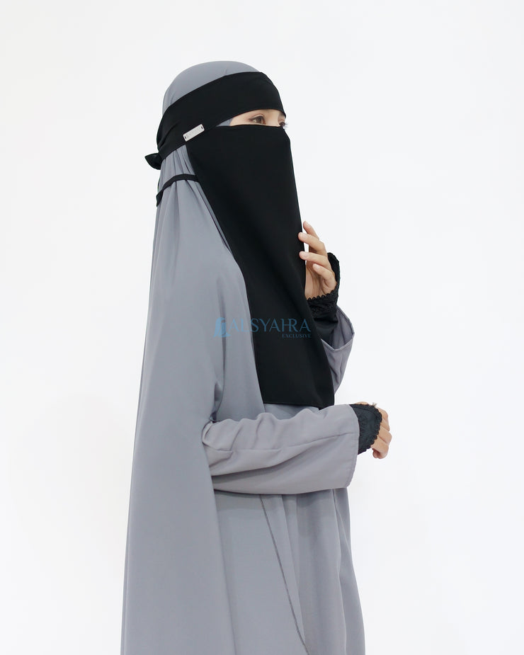 Mask Niqab Bandana Himayah Sifon Jetblack Alsyahra Exclusive