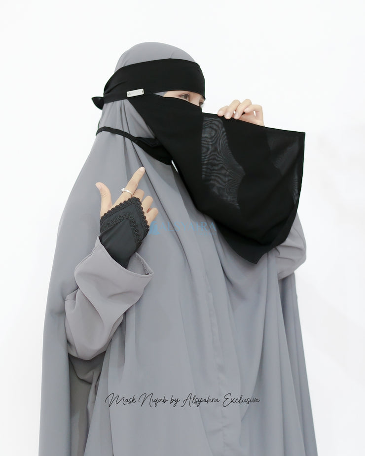 Mask Niqab Bandana Himayah Sifon Jetblack Alsyahra Exclusive