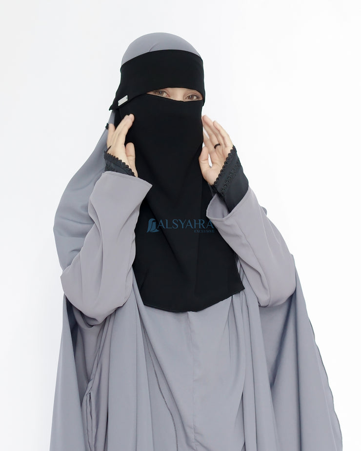 Mask Niqab Poni Himayah Sifon Jetblack Alsyahra Exclusive