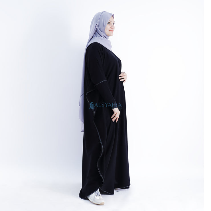 Abaya Syari Farasha Zipper Jetblack Alsyahra Exclusive