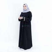 Abaya Gamis Syari Pita India Gold Jetblack Alsyahra Exclusive