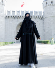 Abaya Gamis Syari Pita India Gold Jetblack Alsyahra Exclusive