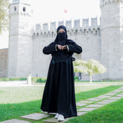 Abaya Gamis Syari Pita India Gold Jetblack Alsyahra Exclusive