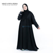 Abaya Gamis Syari Pita India Silver Jetblack Alsyahra Exclusive