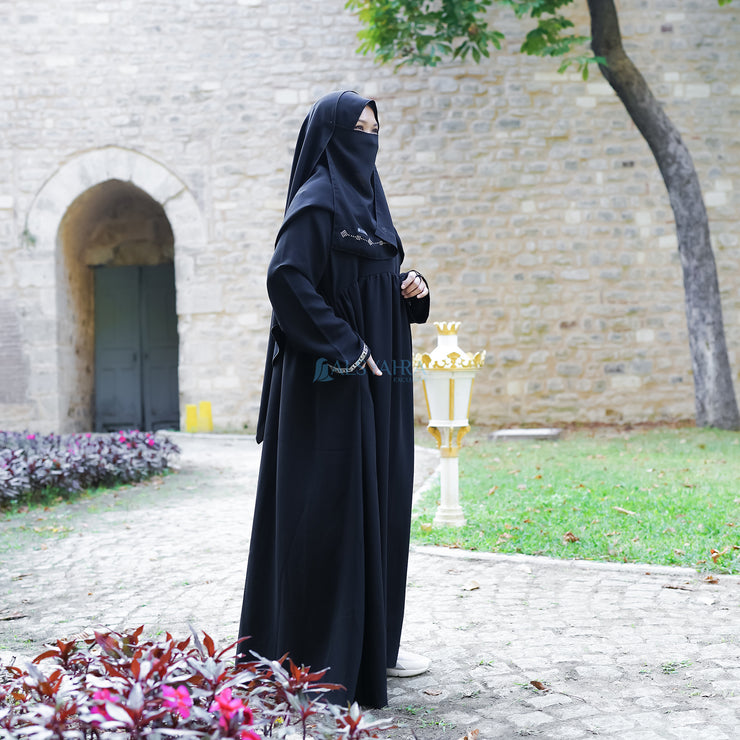 Abaya Gamis Syari Islambul Silver Jetblack Alsyahra Exclusive