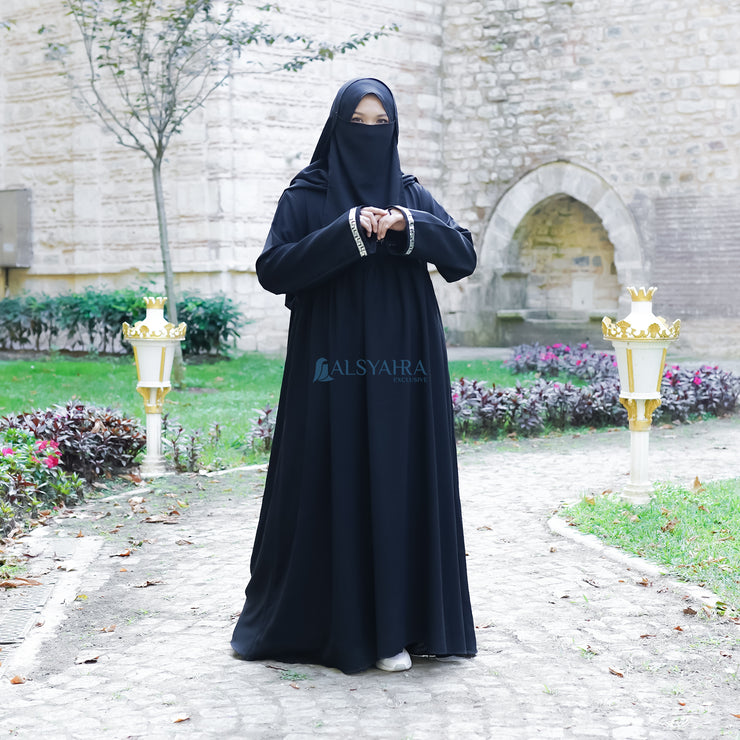 Abaya Gamis Syari Islambul Silver Jetblack Alsyahra Exclusive