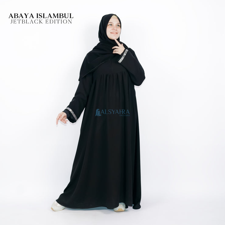 Abaya Gamis Syari Islambul Silver Jetblack Alsyahra Exclusive