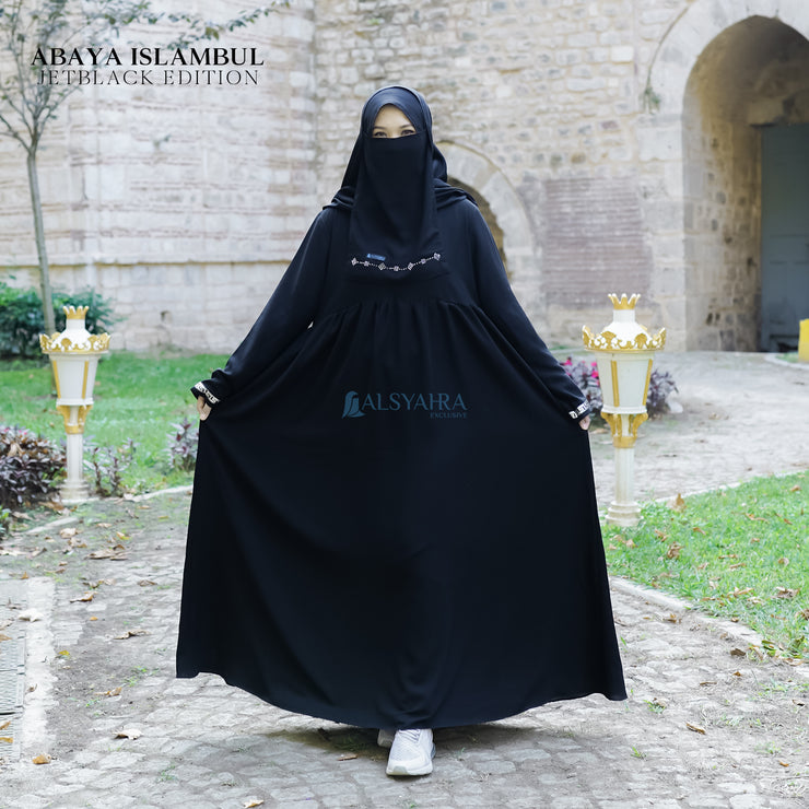 Abaya Gamis Syari Islambul Silver Jetblack Alsyahra Exclusive