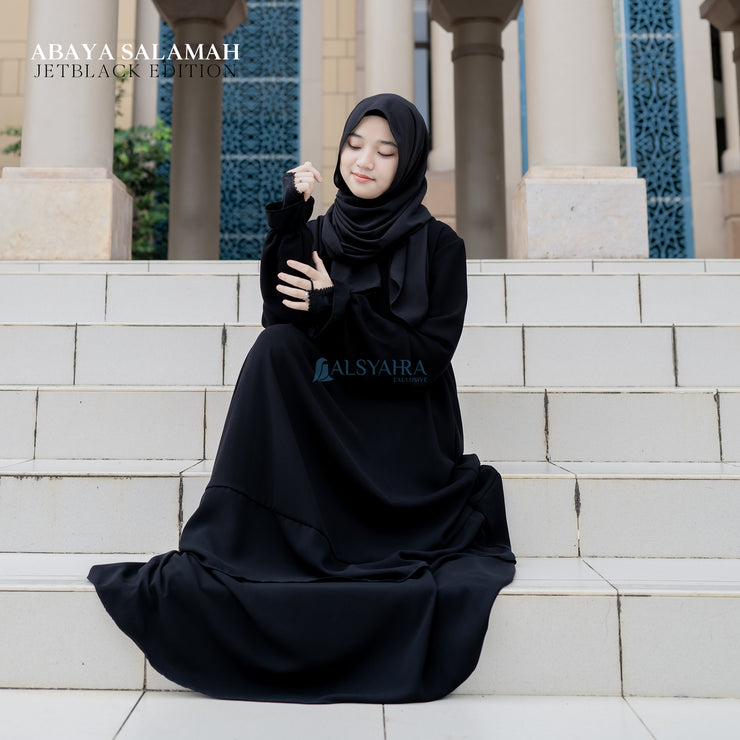 Abaya Gamis Syari Salamah Jetblack Alsyahra Exclusive