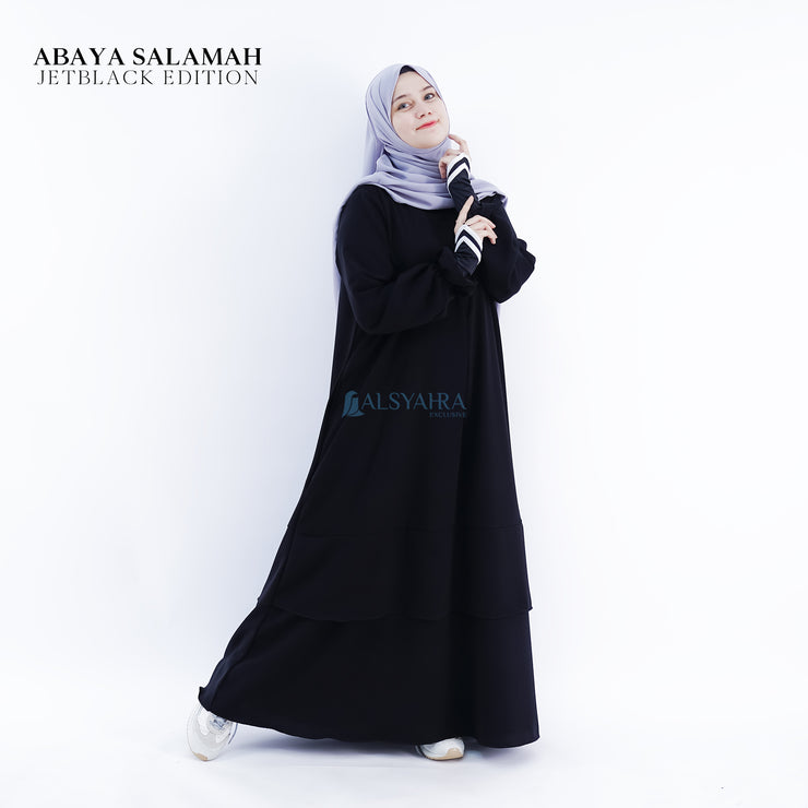 Abaya Gamis Syari Salamah Jetblack Alsyahra Exclusive