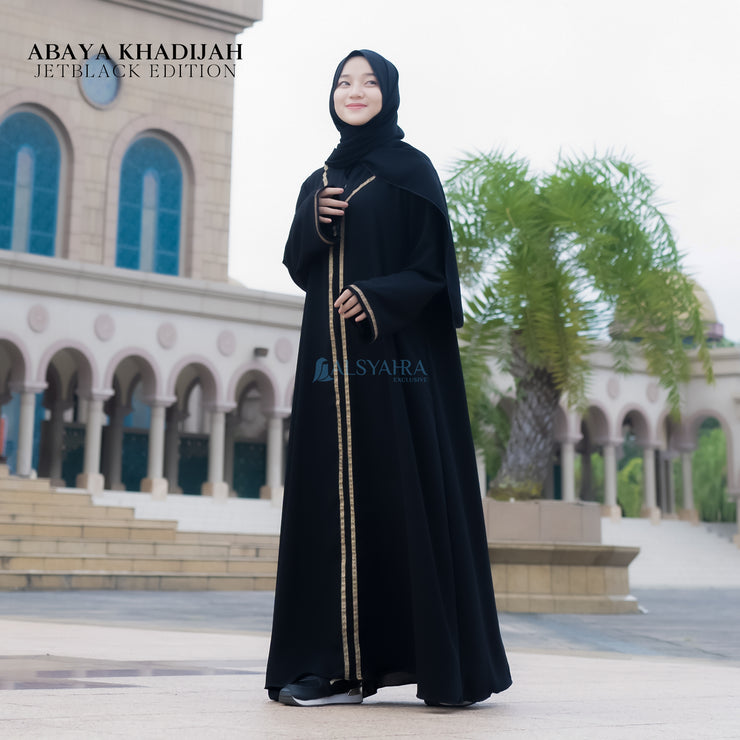 Abaya Gamis Syari Khadijah Jetblack Alsyahra Exclusive
