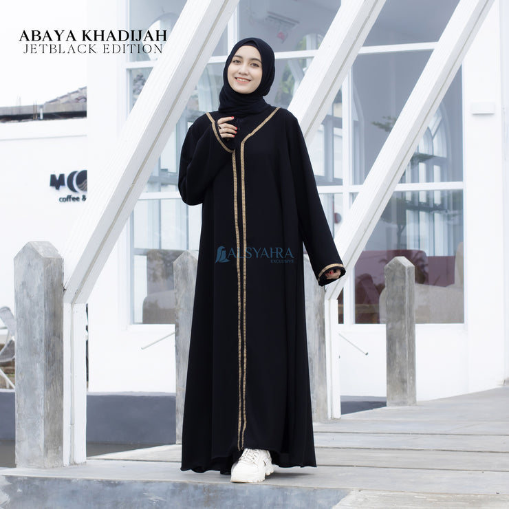 Abaya Gamis Syari Khadijah Jetblack Alsyahra Exclusive