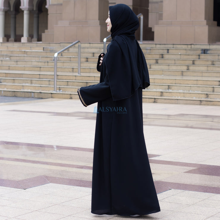 Abaya Gamis Syari Khadijah Jetblack Alsyahra Exclusive