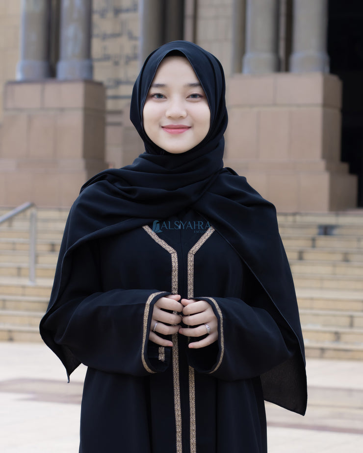 Abaya Gamis Syari Khadijah Jetblack Alsyahra Exclusive