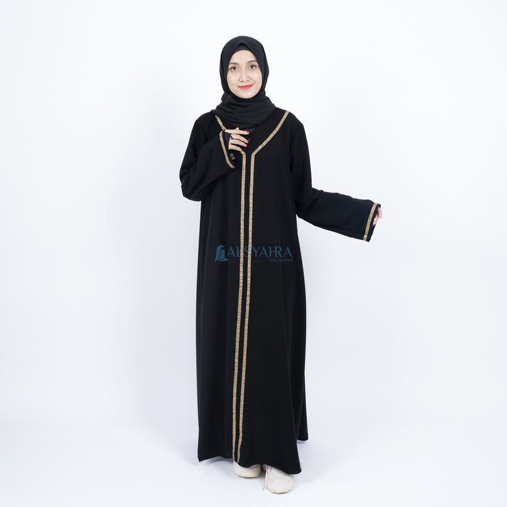 Abaya Gamis Syari Khadijah Jetblack Alsyahra Exclusive