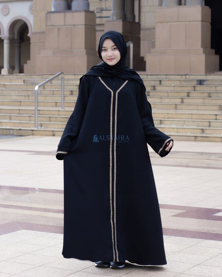 Abaya Gamis Syari Khadijah Jetblack Alsyahra Exclusive