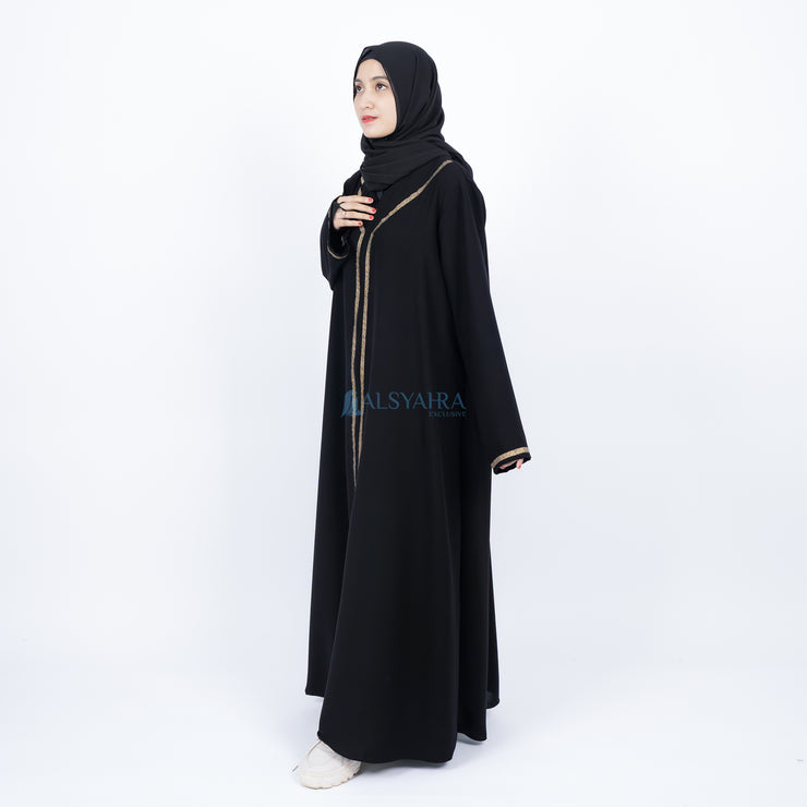 Abaya Gamis Syari Khadijah Jetblack Alsyahra Exclusive