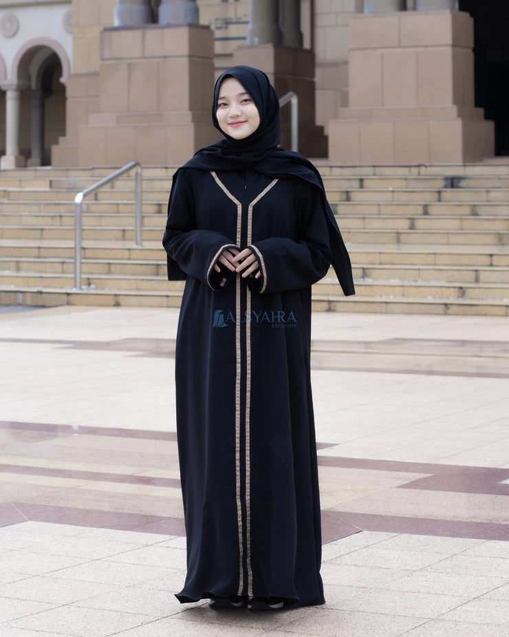 Abaya Gamis Syari Khadijah Jetblack Alsyahra Exclusive