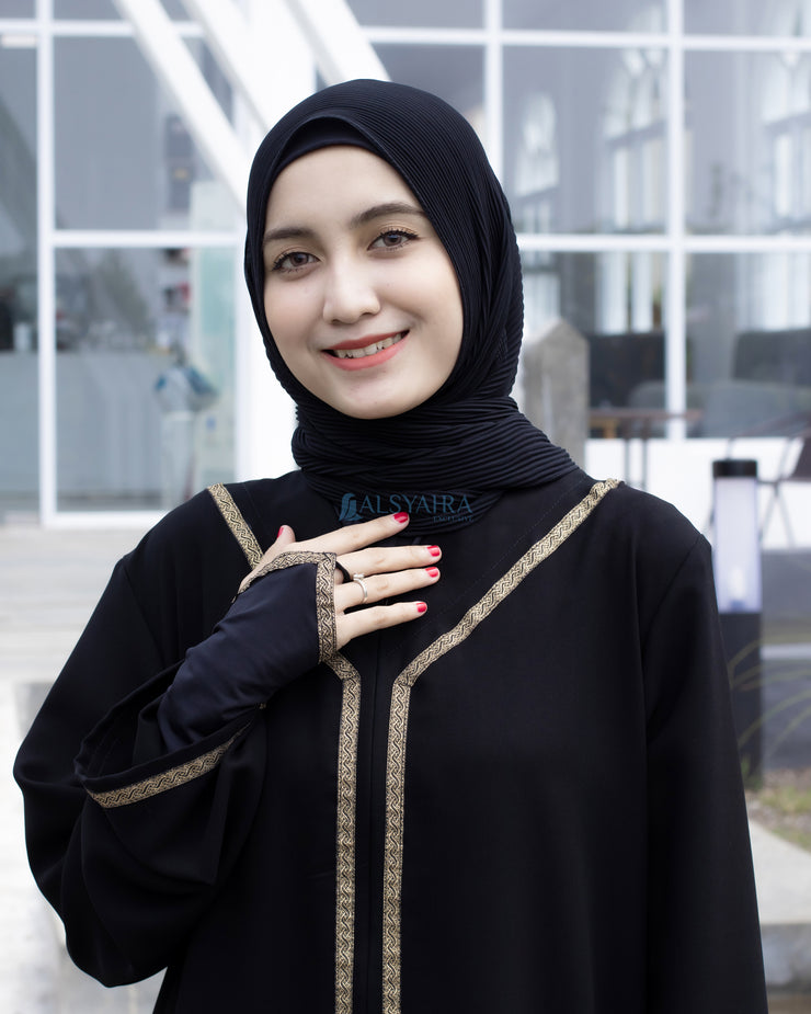 Abaya Gamis Syari Khadijah Jetblack Alsyahra Exclusive