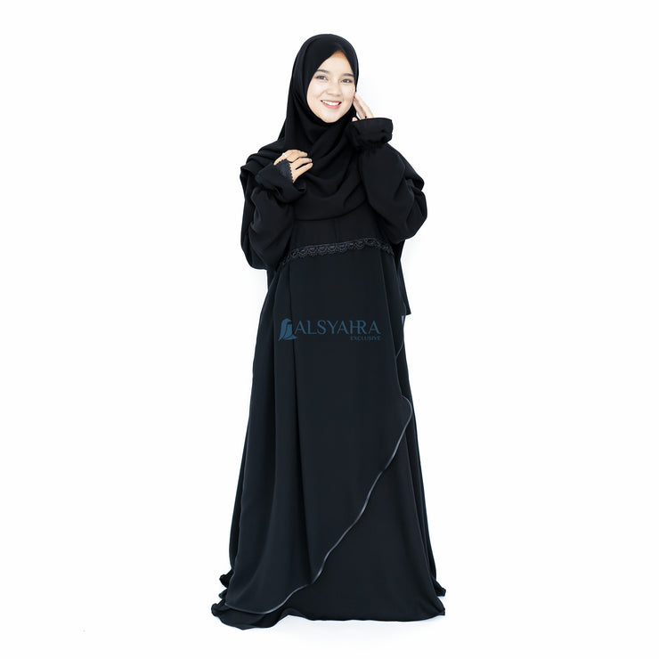 Abaya Gamis Syari Syarifa 2 Material Jetblack Alsyahra Exclusive