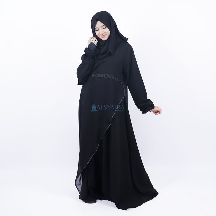 Abaya Gamis Syari Syarifa 2 Material Jetblack Alsyahra Exclusive