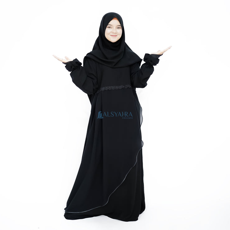 Abaya Gamis Syari Syarifa 2 Material Jetblack Alsyahra Exclusive