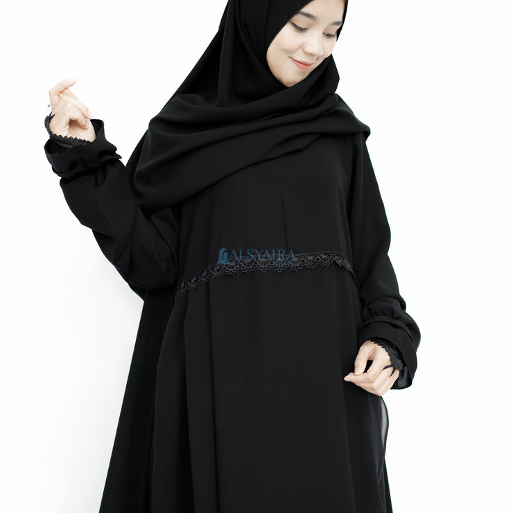Abaya Gamis Syari Syarifa 2 Material Jetblack Alsyahra Exclusive