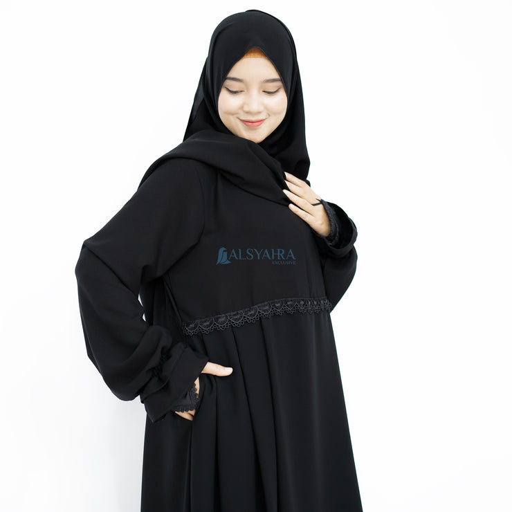 Abaya Gamis Syari Syarifa 2 Material Jetblack Alsyahra Exclusive