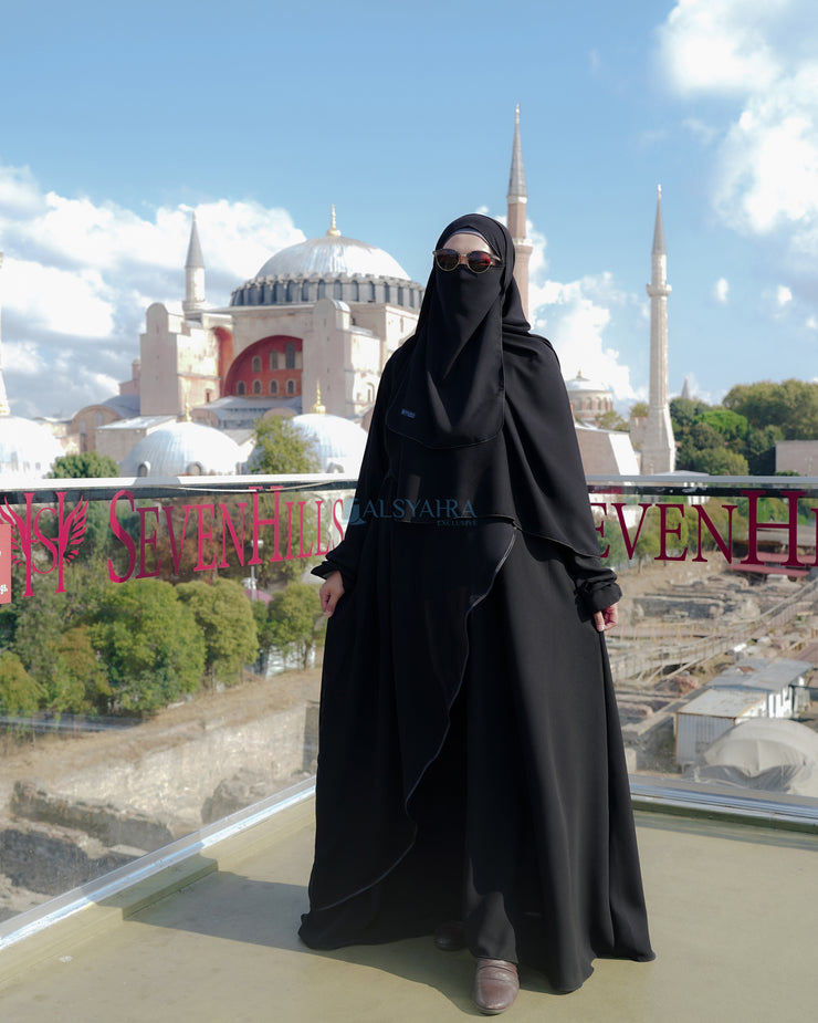 Abaya Gamis Syari Syarifa 2 Material Jetblack Alsyahra Exclusive