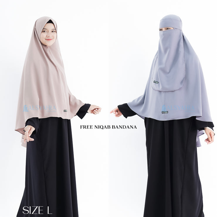 Set Khimar Non Pad Syari Size L Niqab Bandana Luxury Wolfis Alsyahra Exclusive